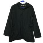 Black Hooded Zip Up Jacket Fleece Lined Athleisure Casual Womens Size Large Photo 0