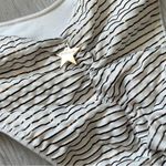Pin Up Stars Stripe One Shoulder Cutout Top + Scrunch Cheeky Bottoms Swimsuit White Size M Photo 3