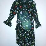 Joie  S Analena Boho Black Botanical Ruffle Floral Asymmetrical Dress Photo 2