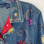 Jane Ashley Jean Jacket Floral Embroidered Denim Blue Women Size S Vintage 90s Photo 1