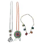 Vintage Beaded Native American Style Necklace 3 Handcrafted Statement Pieces Orange Photo 0