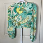 ZARA  SEA GREEN 70s PRINTED
RETRO HOLLY CROP TOP. Photo 3