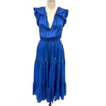 Karina Grimaldi  Sabrina‎ Maxi Dress Tiered Short Sleeve Silk Blend Blue Size XS Photo 2