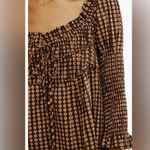 Free People Star Dip Tiered Smocked Button Front Cotton Dress Sz Large. $128 Photo 1