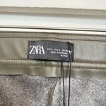 ZARA Green Faux Leather High Rise Pants Split Hem Olive Contemporary Size Large Photo 6