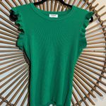 The Workshop Women’s Kelly Green Ruffle Sleeve Knit Top Sleeveless Large Photo 0