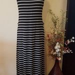 Espresso Black White Stripe Long Dress Small Photo 4