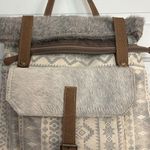 Myra Bag Brown and Cream Patterned Backpack with Leather Accents Photo 1