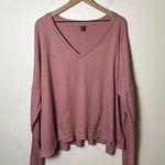 Wild Fable Women's Long Sleeve Cozy Rib T-Shirt Raw Hem Pink Size XXL Photo 0