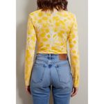 ROUJE PARIS Palmyra Long Sleeve Shirt, Yellow Watercolor Peony Print, FR44/US12 Size 12 Photo 5