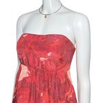 Banana Republic 100% Silk Y2K Red Floral Babydoll Strapless Top S/M Sz8 Romantic Photo 6