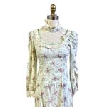 VTG Floral Dress Cottagecore Prairie Romantic Green Mini Print Victorian 70s Photo 1