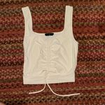 21 SAINTS WHITE RUCHED FRONT CUT OUT TANK TOP Photo 0