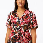 Etcetera Vtg Y2K op art silk belted blouse Photo 0