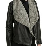 Mystree | Pia Black Vegan Leather Jacket with Faux Fur Lined Lapel Small NWT Photo 0