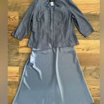 Alex Evenings Sequin Two-Piece Dress W/Jacket Blue Sz 12 Chiffon Midi A-line MOB Photo 0