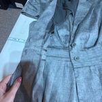 BCBGMAXAZRIA Y2K  Linen‎ Blend Gray Short Sleeve Tie Waist Blazer Jacket Size S Photo 8