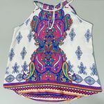 Renee C White Pink Floral Paisley Halter Tank Top Blouse Shirt Size M 🌷✨ Photo 0