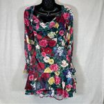 Revolve Rococo Sand Tallia Velvet Floral Ruched Mini Dress in Deep Green Size M‎ Size M Photo 5