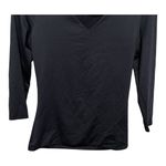 JudyP VNeck 3/4 sleeve Long Sleeve Solid Black Double Lined Basic Tee Size Small Photo 2