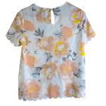 Banana Republic Floral Scallop Trim Blouse XS | Summer Garden Romance Yellow Photo 1