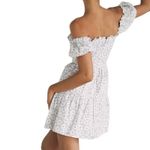 Sabo Skirt Gray Camryn Off Shoulder Floral Print Lace Up Mini Dress Size Small Photo 2