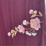 Knox Rose  | Burgundy Floral Embroidery Button Up Top | Large Photo 3