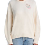 Aqua Kerri Rosenthal Cream Heart Embroidered Crewneck Sweater Size XS Photo 0