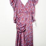 For Love & Lemons  Charlie Floral Ruched Puff Sleeve Dress Blossom XS NEW Photo 2