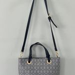 Nanette Lepore Pria Blue Logo Vegan Leather Crossbody Bucket Bag Photo 2