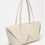 ZARA NWT ivory off white woven shoulder purse bag elongated design Photo 4