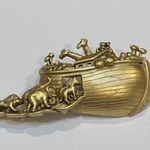 Signed AJC Biblical Noah’s Ark Brooch Pin Gold Tone Photo 6
