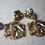 Vintage Banana Bob Multi Color Enamel Blue/Pink/Green Crystals 3.5" Earrings Gold Photo 0