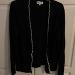 Sport Haley Black Cardigan Sweater Womens Size L Ruffled Trim Button Front Size L Photo 0