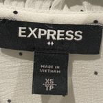 EXPRESS Slim Polka Dot Ruffle Neck Antique White Blouse Photo 1