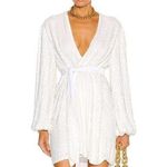 Retrofete Gabrielle Robe Dress in White Sequins Size XS Long Sleeve Blet Photo 0
