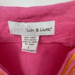 Lucy & Laurel  linen blouse large embroidered sleeveless tank top pink orange Photo 5