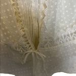 ECI Beige by  white cream sheer button down blouse size large Photo 2