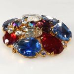 West Germany Multicolor Rhinestone Brooch Vintage Gold Photo 3