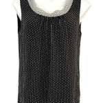 St. John  Silk Polka Dot Black & White Sleeveless Semi Sheer Blouse Size S Photo 0