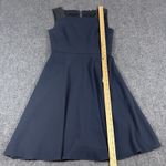 Elie Tahari Elie Tahari Flared Dress Sz 2 Navy Blue Sleeveless Lamb Leather Straps Business Photo 7