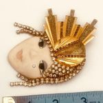 VINTAGE FLAPPER ART DECO CRYSTAL RHINESTONE BROOCH Gold Photo 8