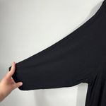 Boutique + Solid Black Longline V-Neck Lace Up 3/4 Sleeve Jersey Knit Dress 1X Photo 1
