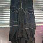 90s Vintage Black Whimsigoth Flowy Skirt with White Stitching Photo 0
