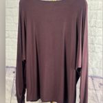 Magaschoni  Women’s viscose blend purple long sleeve top Size M Ruched sleeves Photo 4