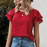 SheIn Polka Dot Butterfly Sleeve Blouse Red size Small Photo 0