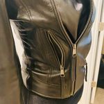 Genuine sheepskin leather jacket coat trench biker slim crop jacket motorcycle Black Size M Photo 16