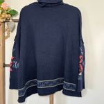 J.Jill Aztec Pullover Poncho Funnel Neck Sweater Blue Cotton Size Small Photo 4