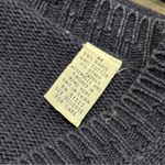 Vintage 80s Embroidered Floral Navy VNeck Knit Cardigan Sweater Medium Blue Photo 5