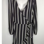 Xhilaration Women's Striped Faux Wrap Ruffle Dress Black White MED NWT Corporate Photo 1
